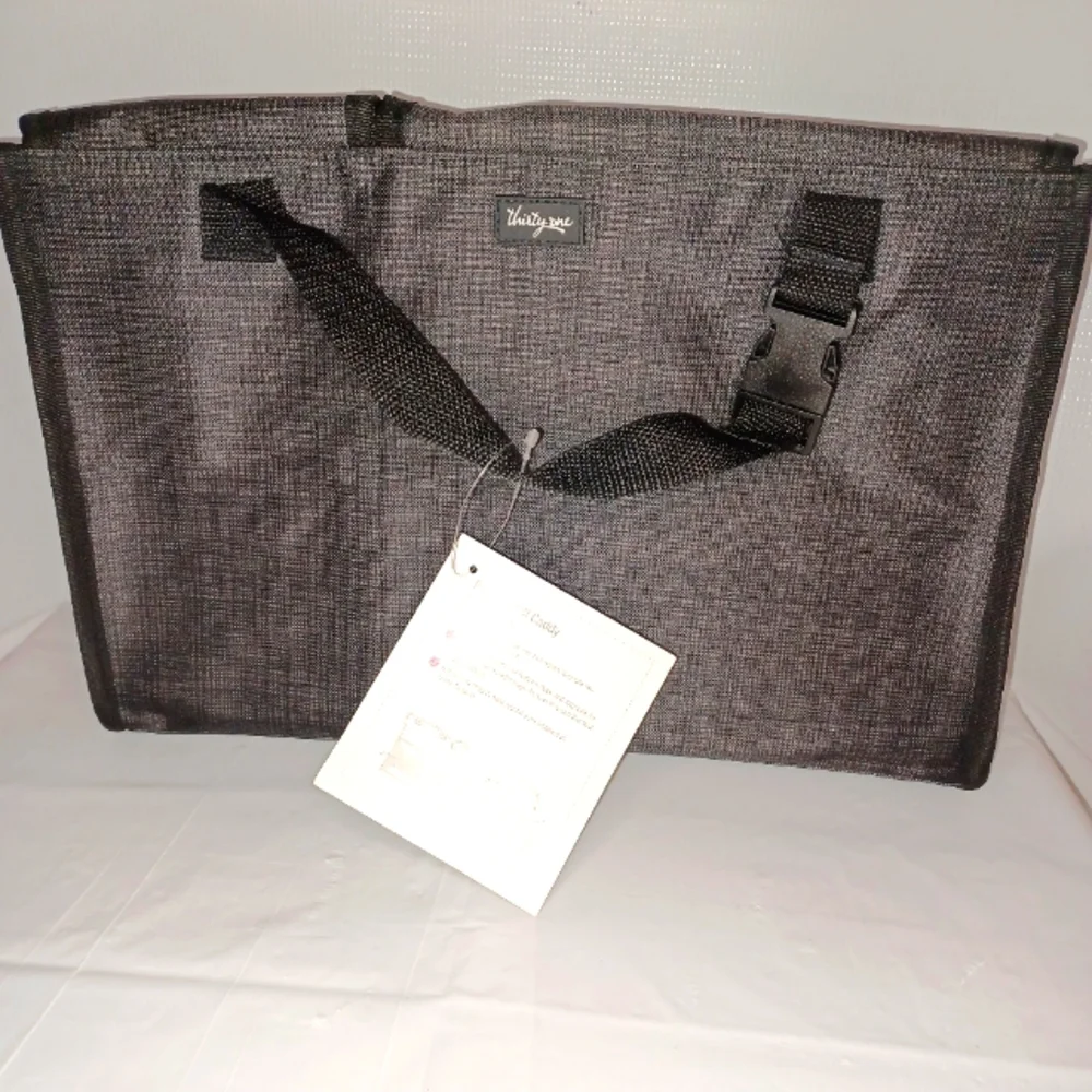 Thirty One Pack N Pull Caddy Car Storage Organizer Bag Black Cross Pop